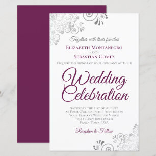 Magenta on White BUDGET Hochzeit einladen Groß