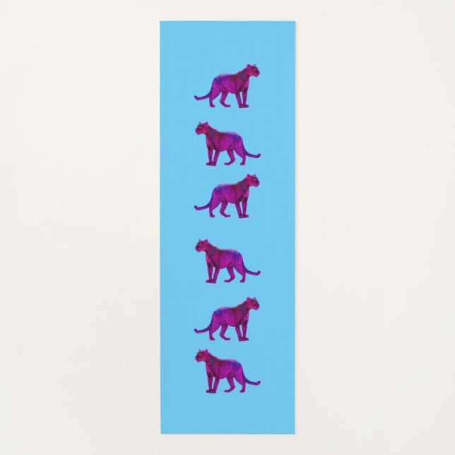 Magenta Panthers Pop Art Yogamatte (Vorderseite)