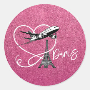 Magenta Paris Passport Runder Aufkleber