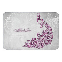 Magenta Peacock Personalisiert Bath Mat