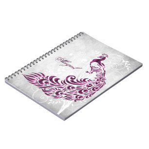 Magenta Peacock Personalisiert SpiralNotebook Notizblock