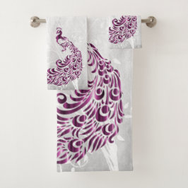 Magenta Peacock Personalisierte Badetücher Badhandtuch Set