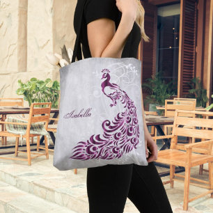 Magenta Peacock Personalisierte Tasche