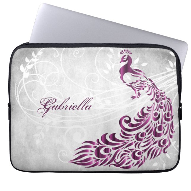 Magenta Peacock Personalisierter Laptop-Sieb Laptopschutzhülle (Vorderseite)