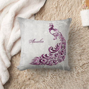 Magenta Peacock Personalisiertes Throw Kissen