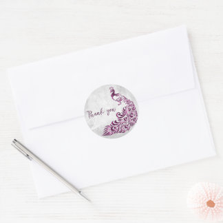 Magenta Peacock Vielen Dank Runder Aufkleber