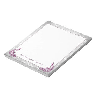 Magenta Peacocks Notepad Notizblock