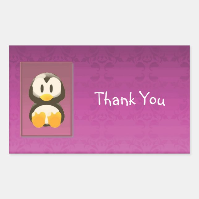 Magenta Penguin Vielen Dank, Sticker (Vorderseite)