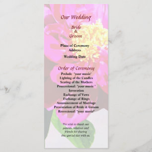 Magenta Peony dans Sunshine Wedding Programme