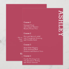 Magenta Personalisiert Guest Name Wedding Menükarte