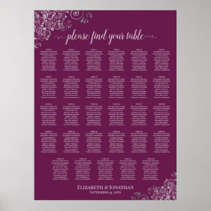 Magenta Pflaume 29 Tisch Silber Hochzeit Sitzordnu Poster