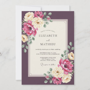 Magenta Pflaume Ranunculus Graue Eukalyptus Hochze Einladung