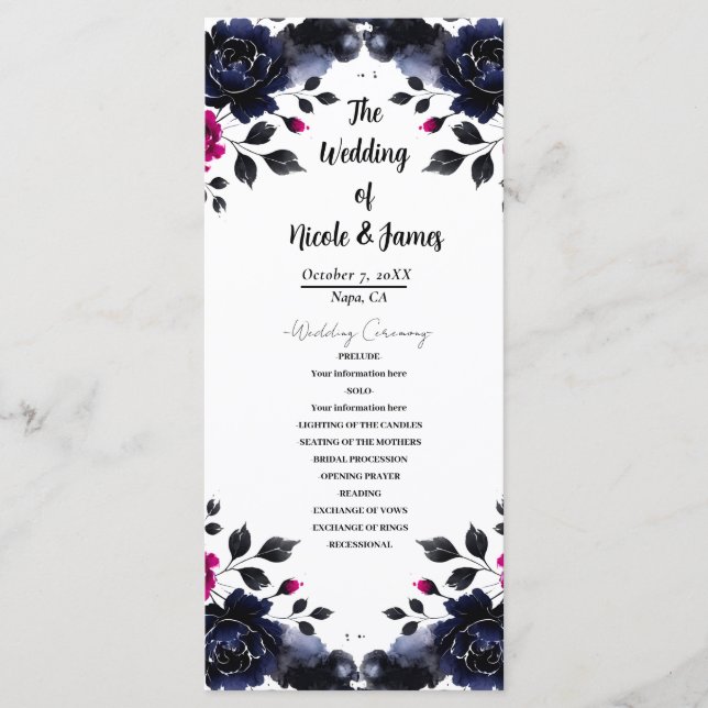 Magenta Pink & Blue Inky Wasserfarbenprogramm Programm (Vorderseite)