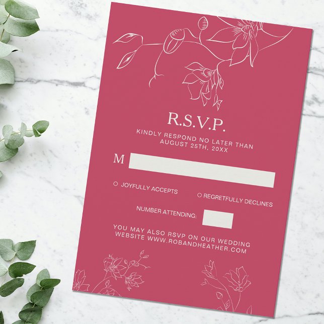 Magenta Pink Boho Blumenzwiebelzange Detail RSVP Karte (Von Creator hochgeladen)