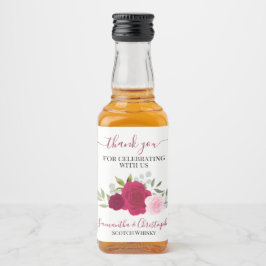 Magenta & Pink Boho Rose Hochzeit Danke Mini Alkoholflaschenetikett
