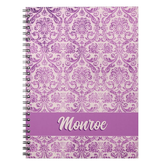 Magenta Pink Damask Notizblock (Vorderseite)