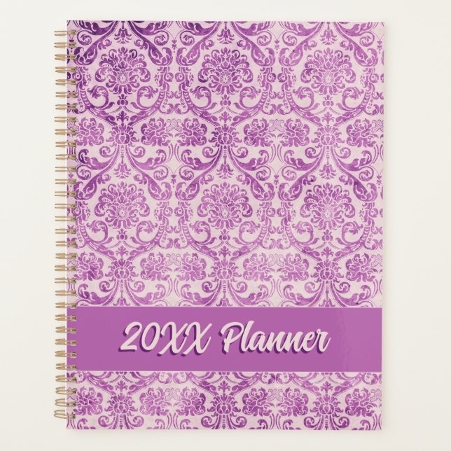 Magenta Pink Damask Planer (Vorderseite)