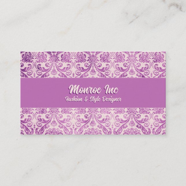 Magenta Pink Damask Visitenkarte (Vorderseite)