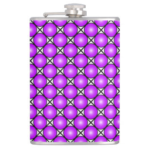Magenta Pink Dots Schwarz-weißes Gittermuster Flachmann