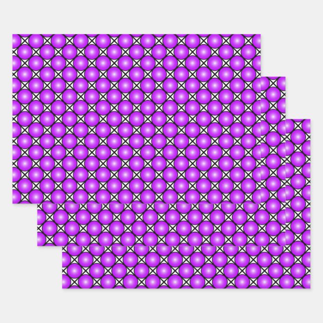 Magenta Pink Dots Schwarz-weißes Gittermuster Geschenkpapier Set (Set)