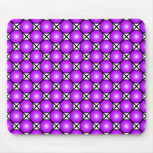Magenta Pink Dots Schwarz-weißes Gittermuster Mousepad (Vorne)