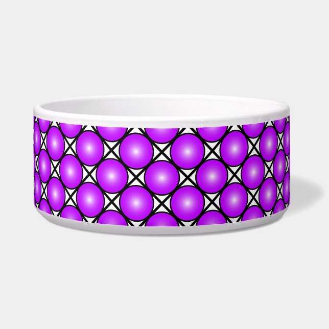 Magenta Pink Dots Schwarz-weißes Gittermuster Napf (Vorderseite)