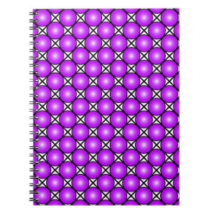Magenta Pink Dots Schwarz-weißes Gittermuster Notizblock