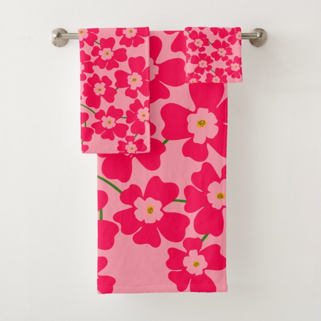 Magenta Pink Fantasy Blume Power Badhandtuch Set (Insitu)