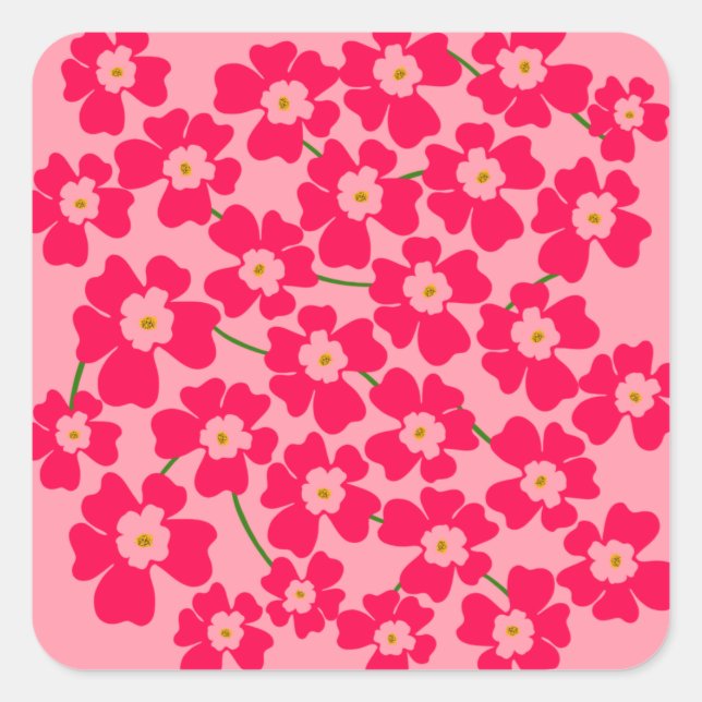 Magenta Pink Fantasy Blume Power Quadratischer Aufkleber (Vorderseite)