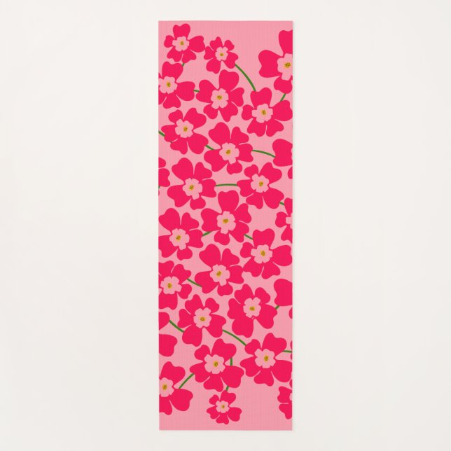 Magenta Pink Fantasy Blume Power Yogamatte (Vorderseite)