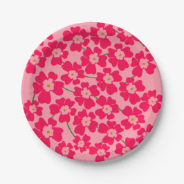 Magenta Pink Fantasy Flower Garden Pappteller