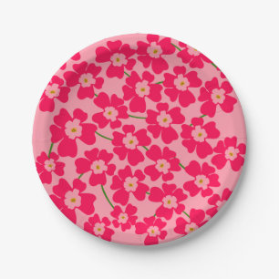 Magenta Pink Fantasy Flower Garden Pappteller