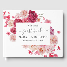 Magenta Pink Floral Wedding Gästebuch