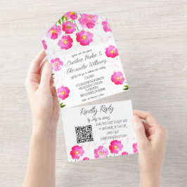 Magenta Pink Fuchsia Modernes, feines Ambiente All In One Einladung