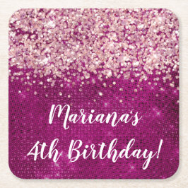 Magenta Pink Girl any Age Birthday Party Rechteckiger Pappuntersetzer