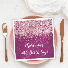 Magenta Pink Girl any Age Birthday Party Serviette