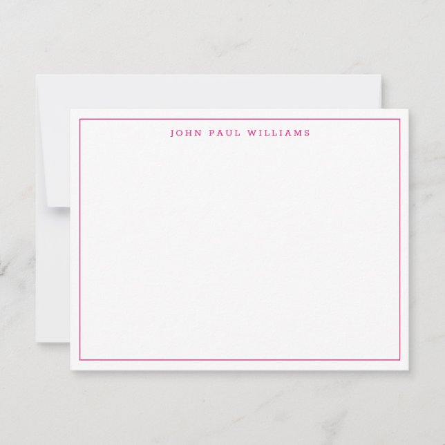 Magenta Pink Girly Modern Beruflich Thane Border Mitteilungskarte (Vorderseite)