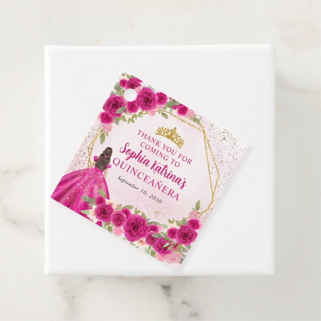 Magenta Pink Gold Blumenprinzessin Tiara Vielen Da Geschenkanhänger (Beispiel)
