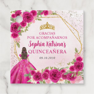 Magenta Pink Gold Floral Princess Tiara Gracias Geschenkanhänger