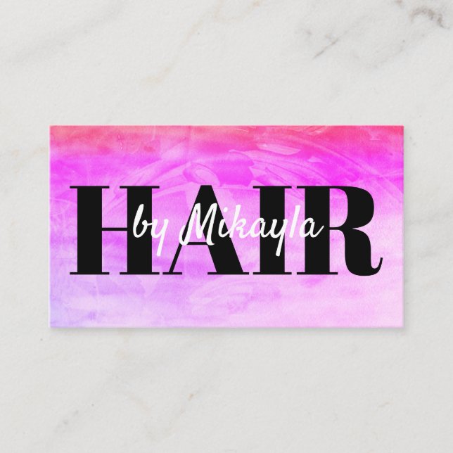 Magenta Pink Hair Style Nails Einfach Visitenkarte (Vorderseite)