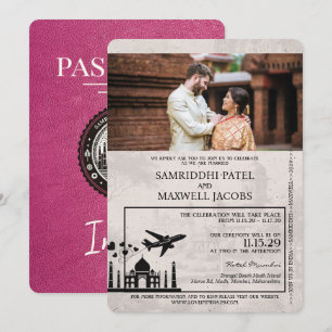 Magenta Pink India Pass Einladung zur Hochzeit
