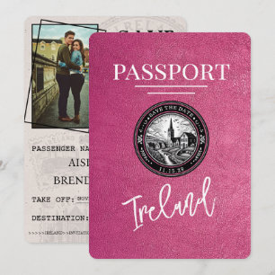 Magenta Pink Irland Pass Save the Date
