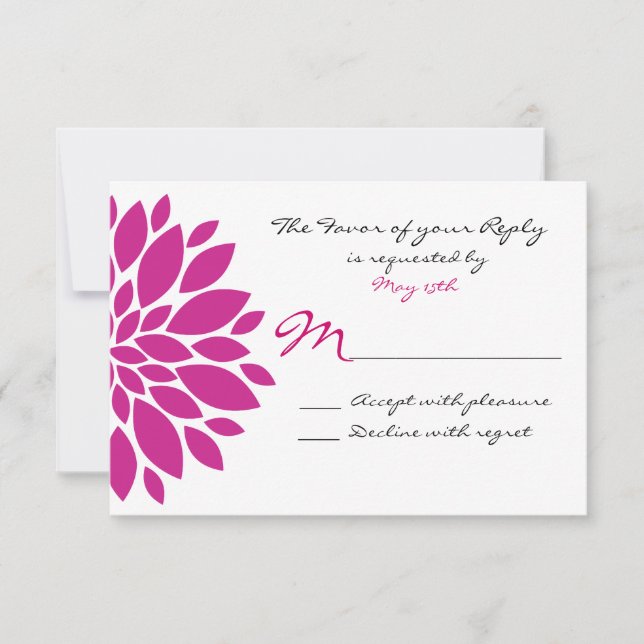 Magenta Pink Lila Blume Hochzeit RSVP Antwortkarte (Vorderseite)