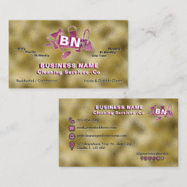 Magenta Pink Reinigungs-Service Logo Shiny Gold Fo Visitenkarte