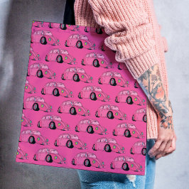 Magenta Pink Retro Klassisches Automuster Tasche