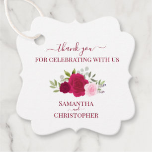Magenta & Pink Roses Elegante Hochzeit Vielen Dank Geschenkanhänger