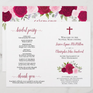 Magenta & Pink Roses Katholisches Hochzeitsprogram
