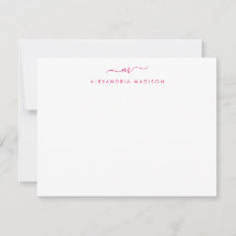 Magenta Pink Script Monogram Chic Swash Stationier