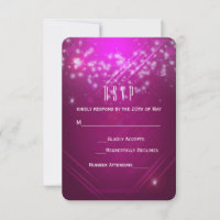 Magenta Pink Sparkle Club Party RSVP Karte