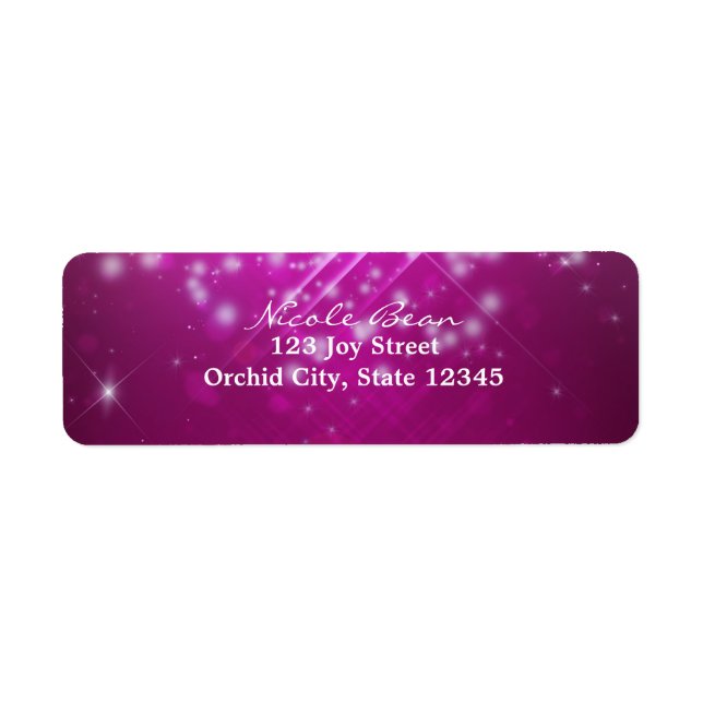Magenta Pink Sparkle Glam Party Address Labels (Vorne)